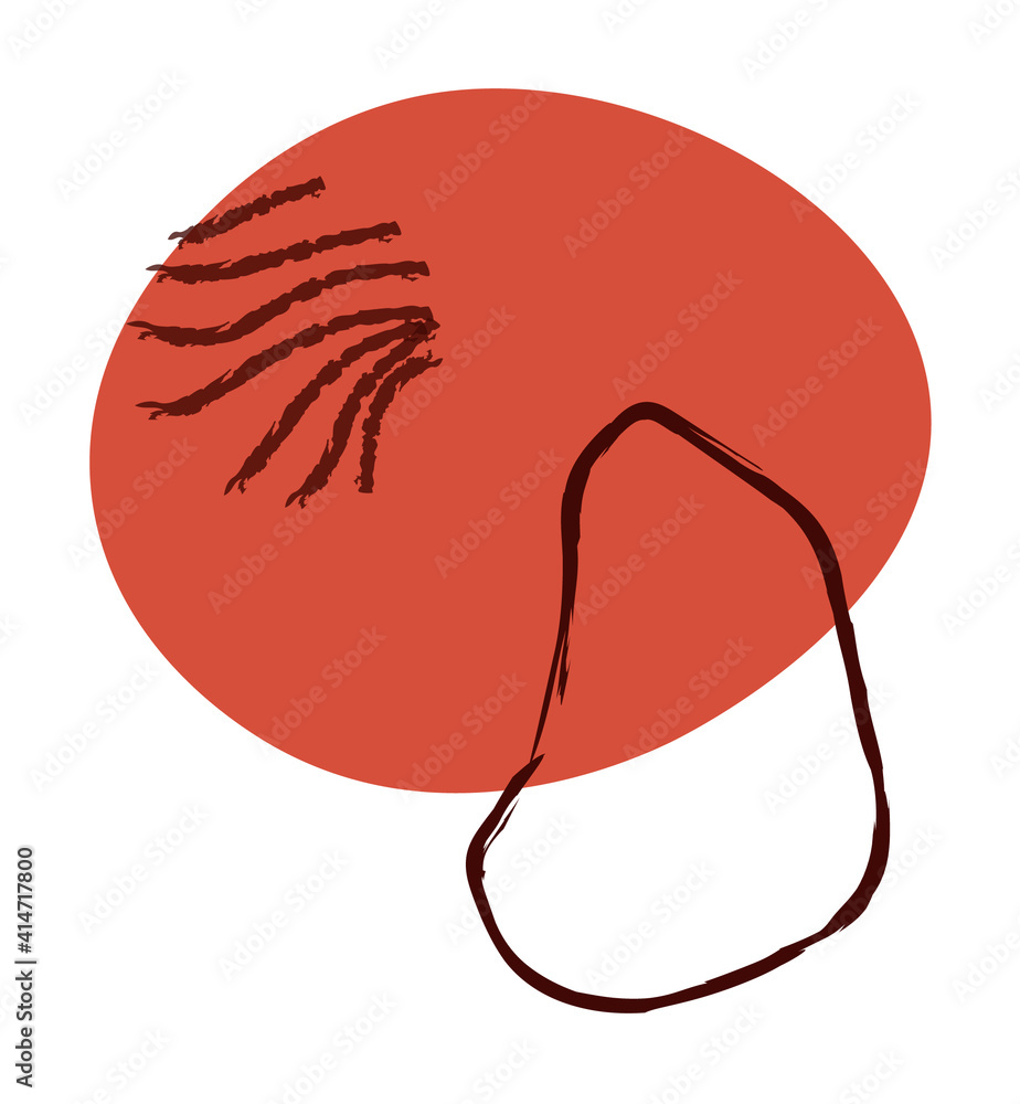 Abstract shape figure in brown color with stripes and lines. The element is isolated, on a white background. Apply as a background. Abstract shape figure in brown color with stripes and lines. The element is isolated, on a white background. Apply as a background.