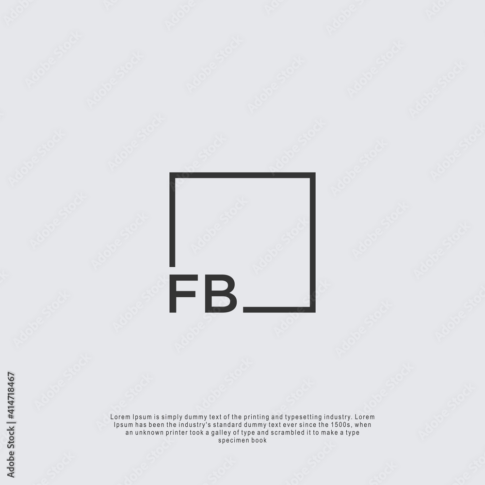 Letter FB Logo design with square frame line business consulting concept Letter FB Logo design with square frame line business consulting concept