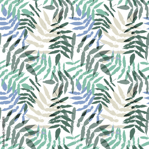 Elegant seamless pattern with leaves, raster version. Texture with floral ornament for fabric, wallpaper, cover and more