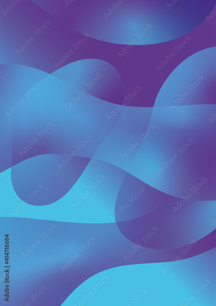 Fototapeta premium Purple and blue abstract liquid wavy shapes futuristic poster. Glowing gradient retro waves vector background.