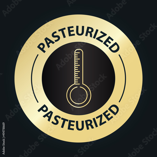 pasteurized vector icon. diary product pasteurization concept. golden vector icon isolated on 