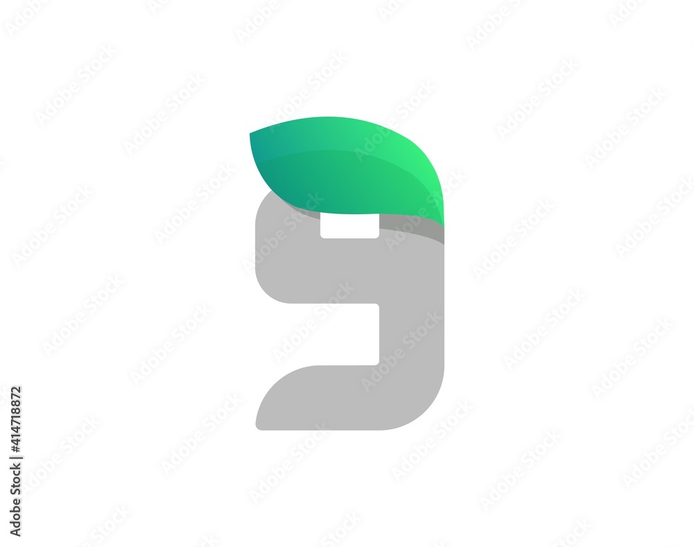9 number eco logo with leaf. Vector font for bio posters, spa emblem, vegan, herbal and botanical cards etc. 9 number eco logo with leaf. Vector font for bio posters, spa emblem, vegan, herbal and botanical cards etc.