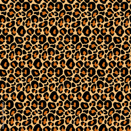 Leopard print, cheetah seamless pattern, jaguar texture. Jungle exotic background. Leo repeat vector design. Wild Animals fur illustration.