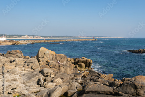 Fényképezés Rocks in Vila do Conde beach, in Portugal