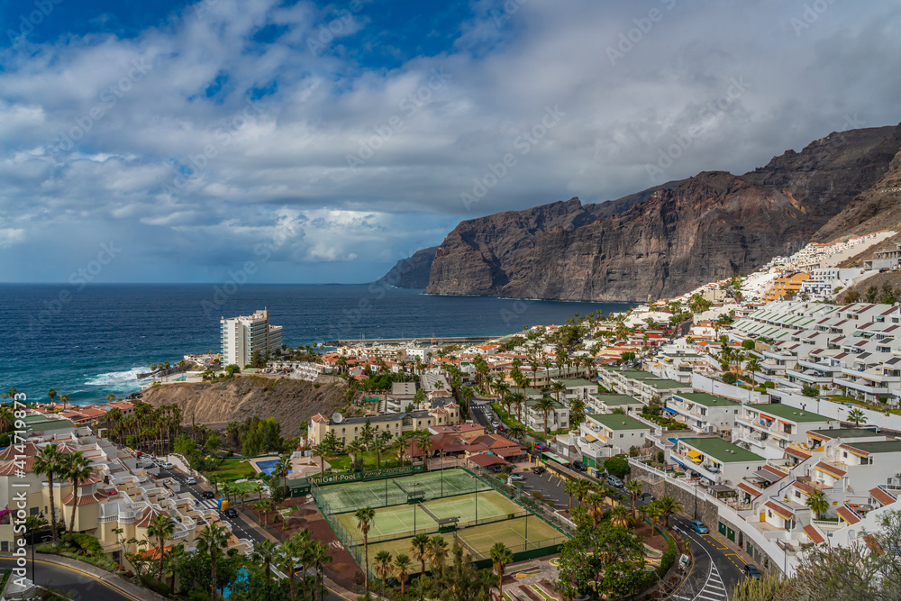 Puerto de Santiago, town view with buildings, Tenerife, Canary island