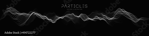 Digital wave particle music abstract tech background. Vector sound wave technology background. Equalizer for music, showing audio waves with music waves. EPS 10.