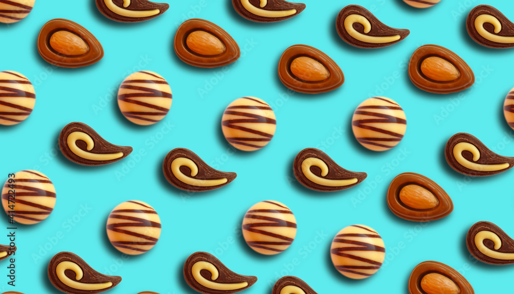 chocolate candy on a colored background