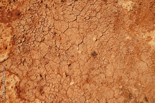 Background of dry red cracked earth