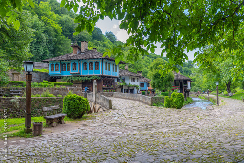 Traditional bulgarian architecture displayed at Etar ethnographic complex photo