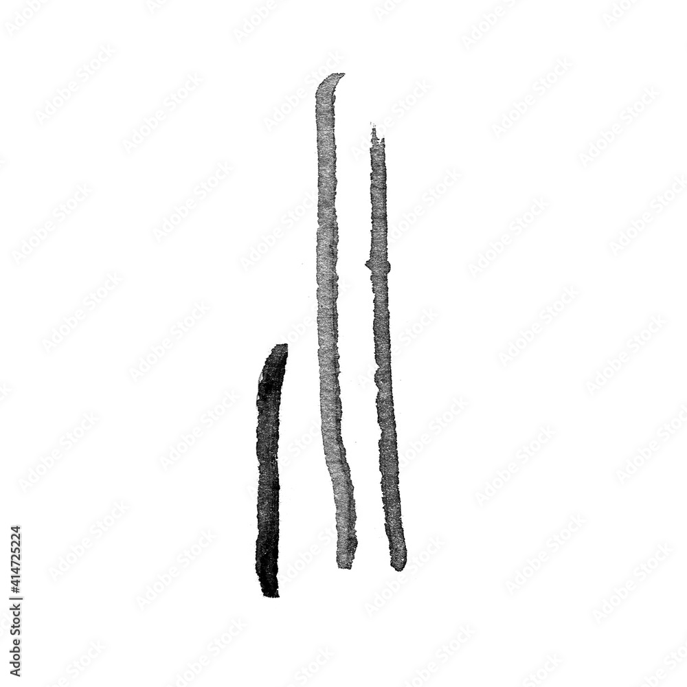Black straight lines stain of watercolor paint. Artistic wash, blot and splashes. Abstract shape with brush strokes. Watercolor Black straight lines stain of watercolor paint. Artistic wash, blot and splashes. Abstract shape with brush strokes. Watercolor
