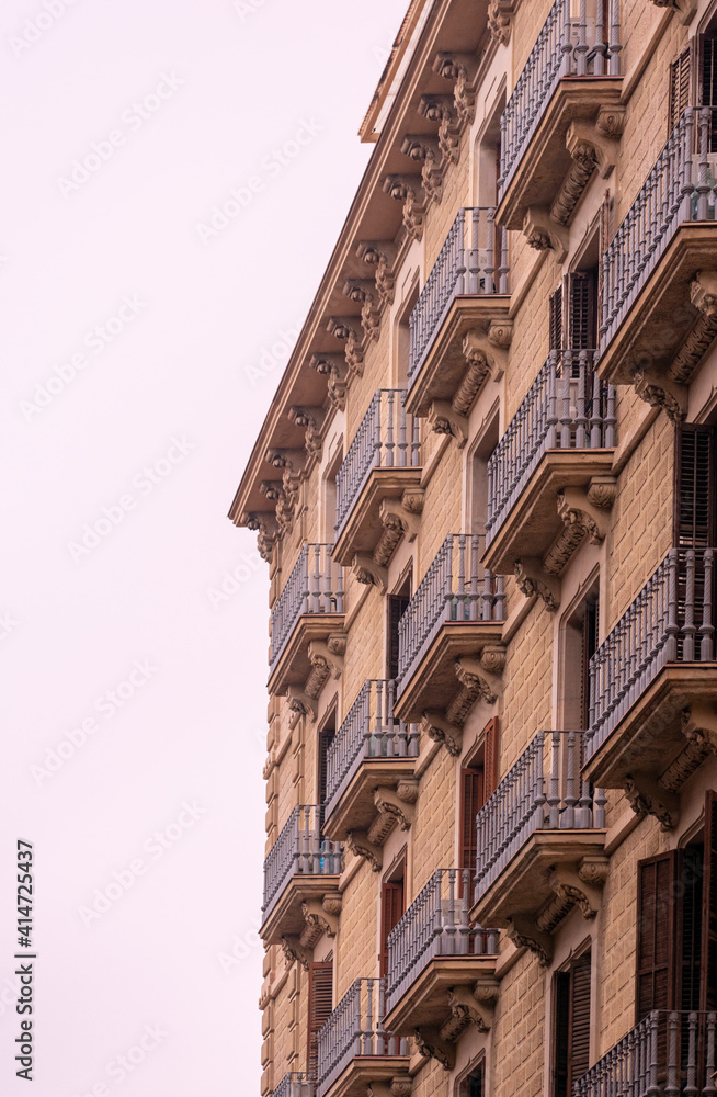 Patterns of balconies of a building in Barcelona