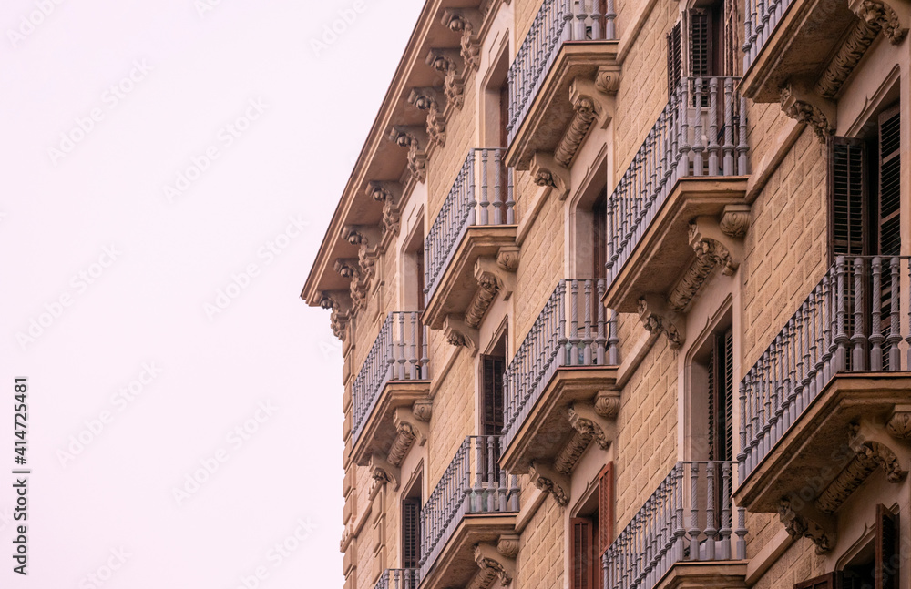 Patterns of balconies of a building in Barcelona