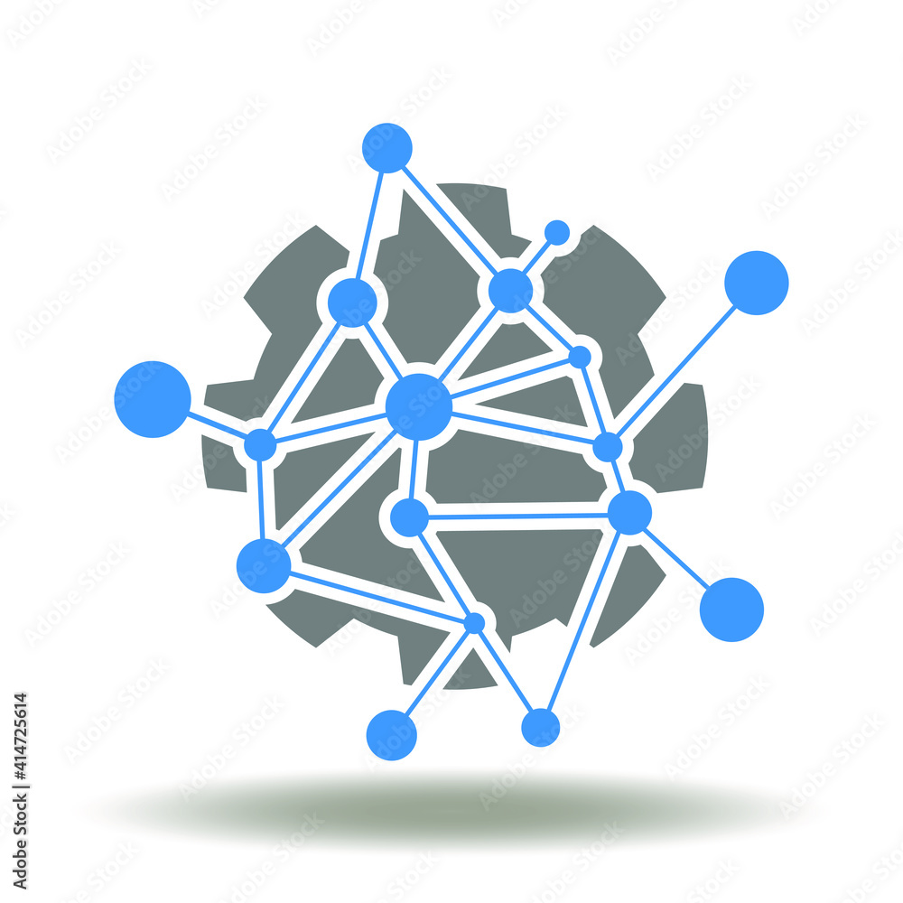 Gear and molecule atom network vector icon. Nano Micro Technology Symbol. Science Research Sign. Gear and molecule atom network vector icon. Nano Micro Technology Symbol. Science Research Sign.