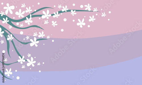 Abstract floral banner design. Boho spring floral poster, modern minimal template in blue colors. Cover design, invitation, postcard. Vector illustration.