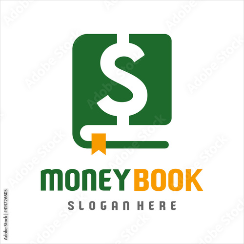Money book logo design vector.
