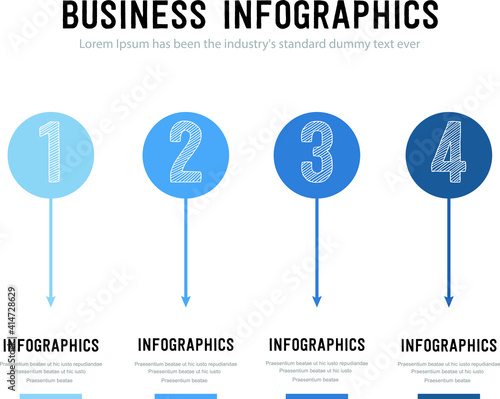 Vector Info-graphic line design with Numbers and 4 options of steps. Info-graphics for business concept. photo