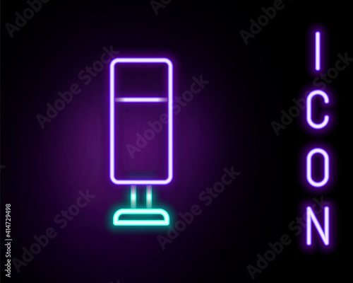 Glowing neon line Punching bag icon isolated on black background. Colorful outline concept. Vector.