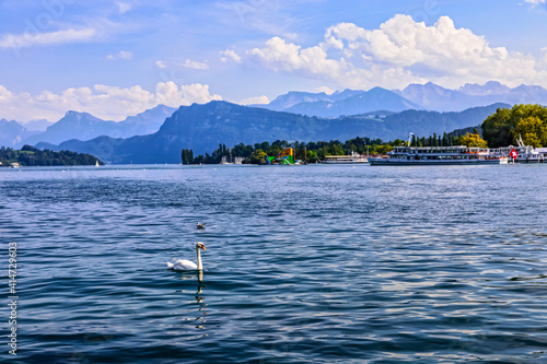 Summer view at Lake Lucerne, (Vierwaldstättersee), Swiss