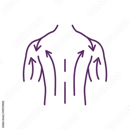 Back massage RGB color icon. Relieving lower back pain. Muscle tightness and sore shoulders. Body manipulation. Massage practice. Rubbing, pinching, kneading. Isolated vector illustration