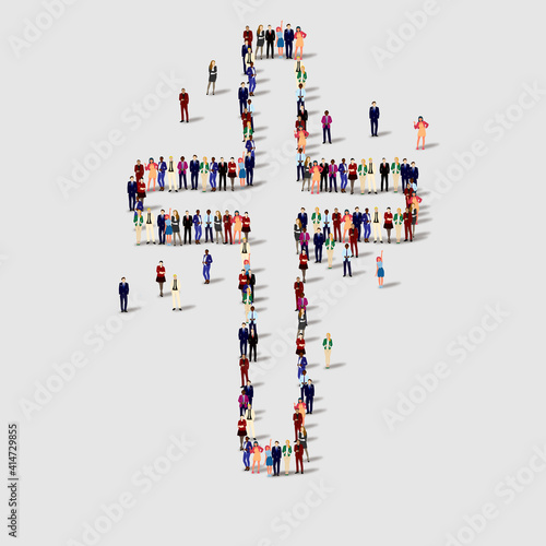 Vector illustration group of people in the cross shape