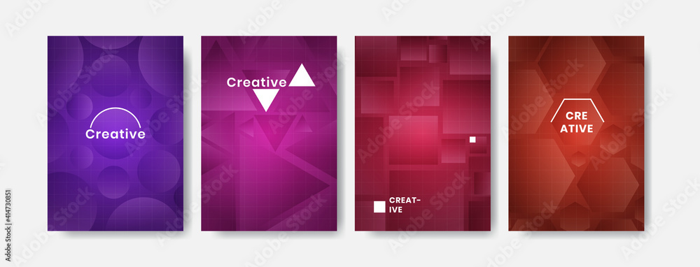 Minimalist cover design. Pink, purple, orange, red cover background template.