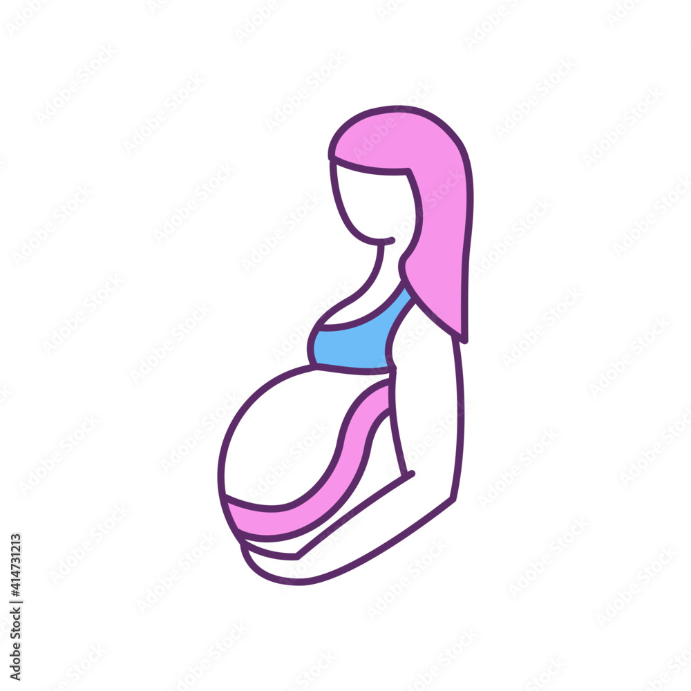 Vecteur Stock Kinesiology taping techniques during pregnancy RGB color