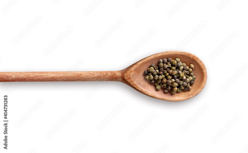 Holzlöffel mit grünem Pfeffer Holzlöffel mit grünem Pfeffer