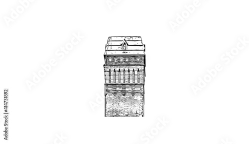 Building view with landmark of Nottingham is the
city in England. Hand drawn sketch illustration in vector.