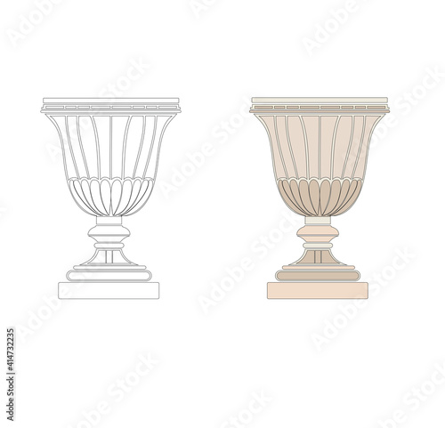 symbol fine arts ancient Roman cup decorated in classic and historical gothic style produced in Italy