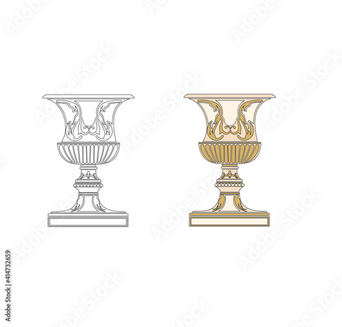 symbol fine arts ancient Roman cup decorated in classic and historical gothic style produced in Italy