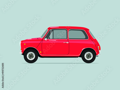 Classic red car. British car. Flat vector illustration