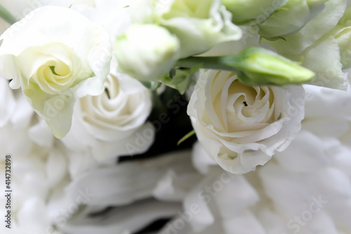 Bouquet of white roses close up