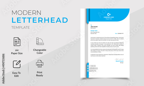 Elegant letterhead template vector professional editable minimalist style flat Modern Simple Creative A4 Size Design