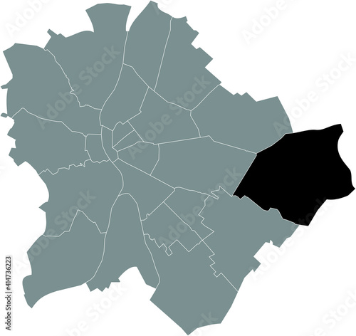Black location map of the Budapestian Rákosmente 17th district (XVII kerület) inside gray map of Budapest, Hungary