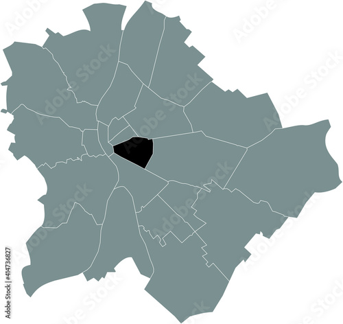 Black location map of the Budapestian Józsefváros 8th district (VIII kerület) inside gray map of Budapest, Hungary photo