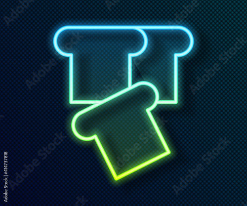 Glowing neon line Bread toast for sandwich piece of roasted crouton icon isolated on black background. Lunch, dinner, breakfast snack. Vector.