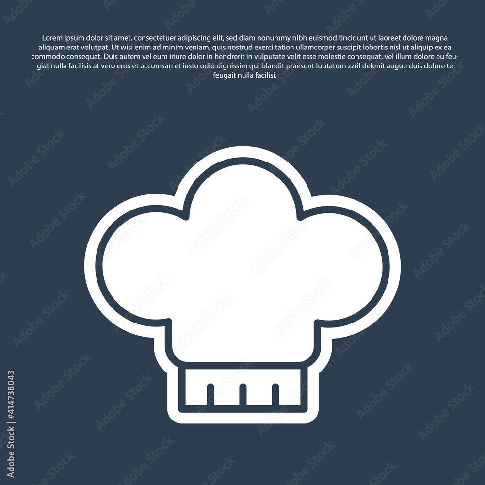 Blue line Chef hat icon isolated on blue background. Cooking symbol. Cooks hat. Vector. Blue line Chef hat icon isolated on blue background. Cooking symbol. Cooks hat. Vector.