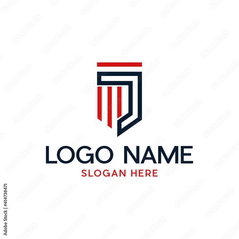 Obraz premium Letter J Shield Flag Logo Design