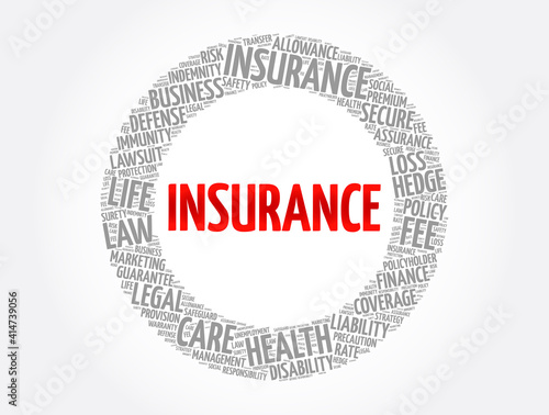 Insurance word cloud collage, healthcare concept background