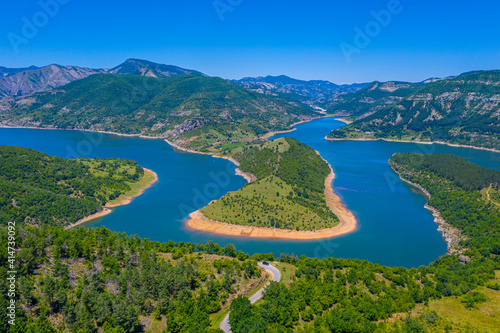 The meanders of Arda river near Ribartsi village in Bulgaria photo