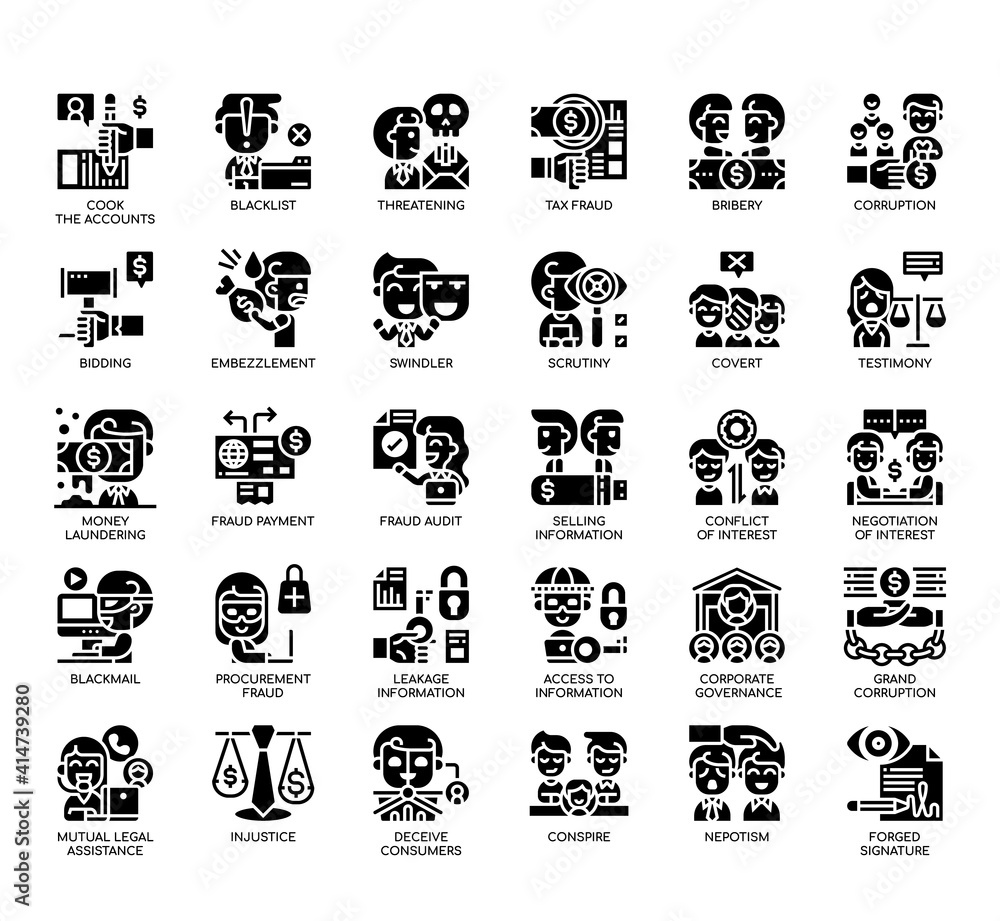 Set of Business Corruption thin line and pixel perfect icons for any web and app project. Set of Business Corruption thin line and pixel perfect icons for any web and app project.