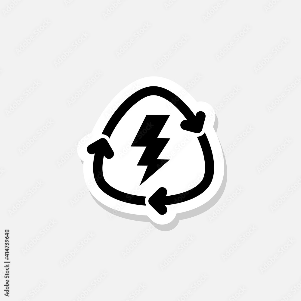 Battery with recycle symbol sticker icon isolated on white background Battery with recycle symbol sticker icon isolated on white background