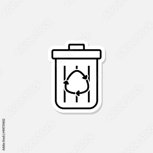 Trash bin sticker icon isolated on white background