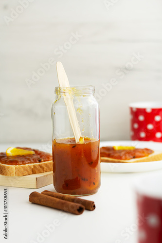 Home made carrot orange jam and sandwiches