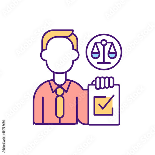 Balance documents agreements RGB color icon. Contract management company development. Signing digital and physical agreement to get what you want. Providing services. Isolated vector illustration