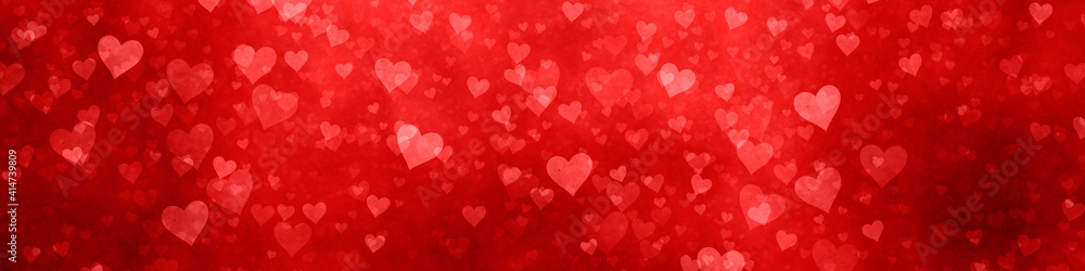 wide modern red hearts background banner