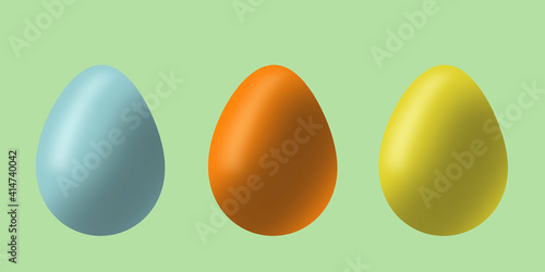 three easter eggs on mint background