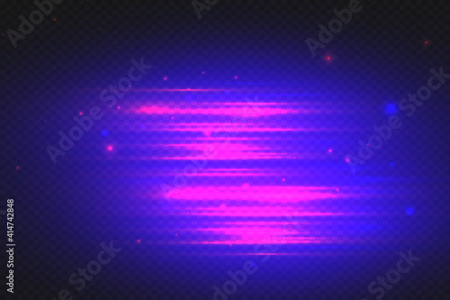 Stylish light effect. Abstract laser beams of light. Isolated on transparent dark background. Vector illustration. EPS 10