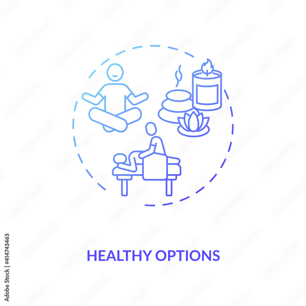 Healthy options concept icon. Business travel during covid pandemic idea thin line illustration. New travel conditions. Service adaptation. Business trip. Vector isolated outline RGB color drawing.