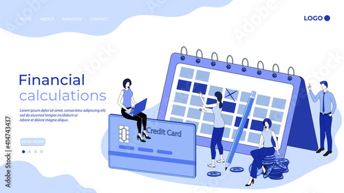Planning of bank payments.Financial calculations.The concept of financial payments.Financial audit ,cash payment management.3D image.Isometric vector illustration.The landing page template.